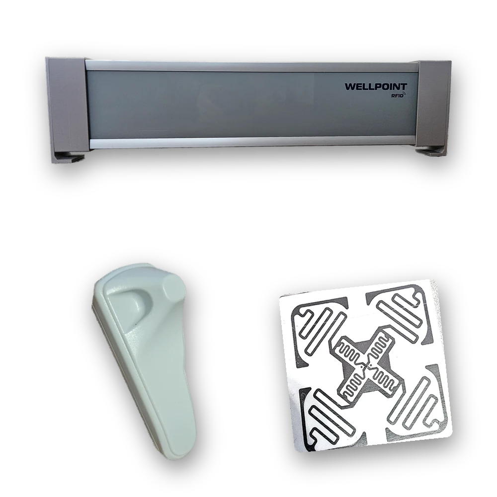 WELLPOINT RFID antenna with hard tag and UHF label