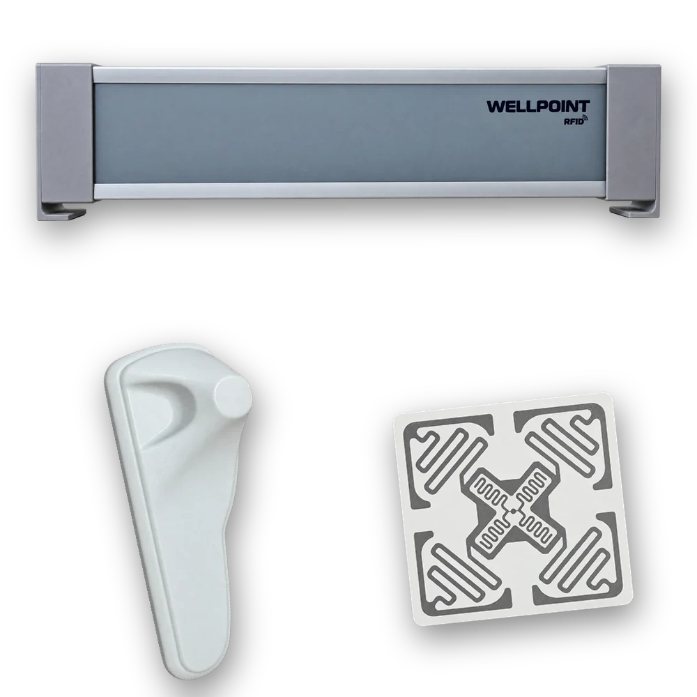 WELLPOINT RFID antenna with anti-theft hard tag and UHF RFID label for loss prevention
